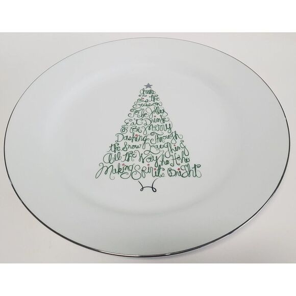 St. Nicholas Square Plate 11" Round Christmas Eat, Drink & Be Merry Holiday Tree - Picture 4 of 9